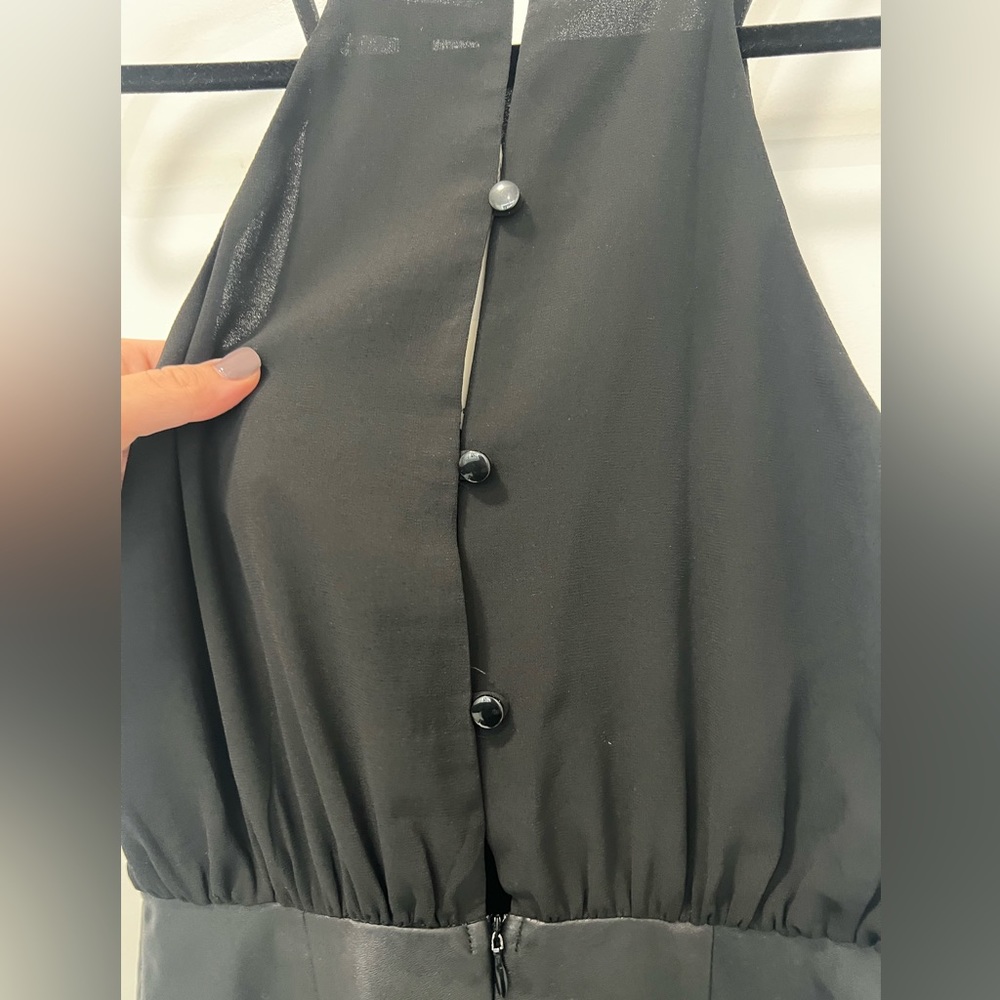 Black Halter Top Leather Skirt Dress - Picture 3 of 7